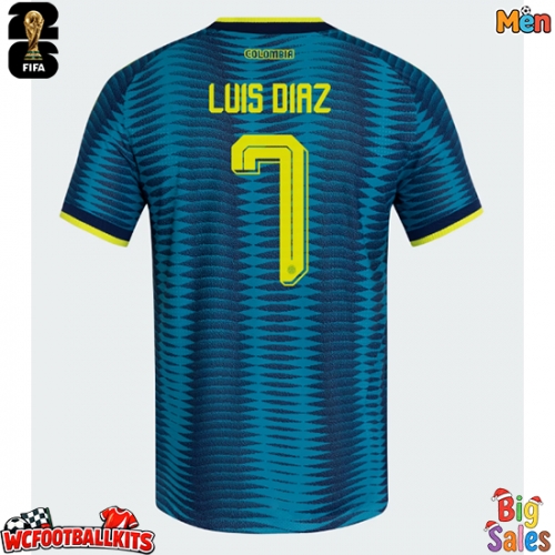 Colombia Luis Diaz #7 Replica Away Stadium Shirt World Cup 2026 Short Sleeve